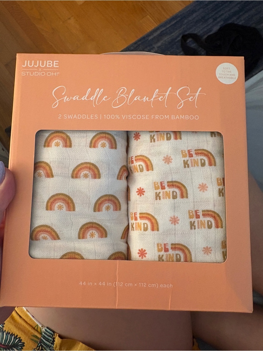 Ju-Ju-Be Peach, White & Mustard Rainbow Swaddle Blanket Set